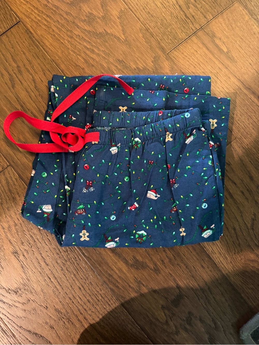 Vineyard Vines Navy Kids Holiday Pajama Bottoms with Red Drawstring
